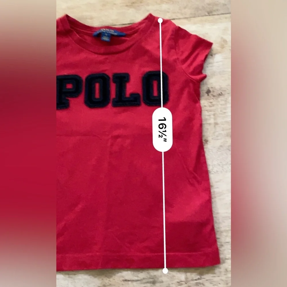 Polo Ralph Lauren Girls’ Sz 5 Red Big Velveteen Logo Tee‎